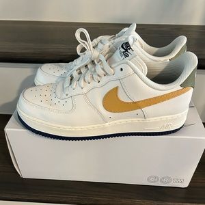 💛💚💙Custom Color Mustard Yellow Green and Navy Air Force Ones Size 10.5 👟👟